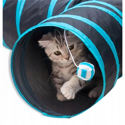 Foldable T-Shaped Large Cat Tunnel Interactive Play Toy Indoor Outdoor Pet Training Entertainment Accessory