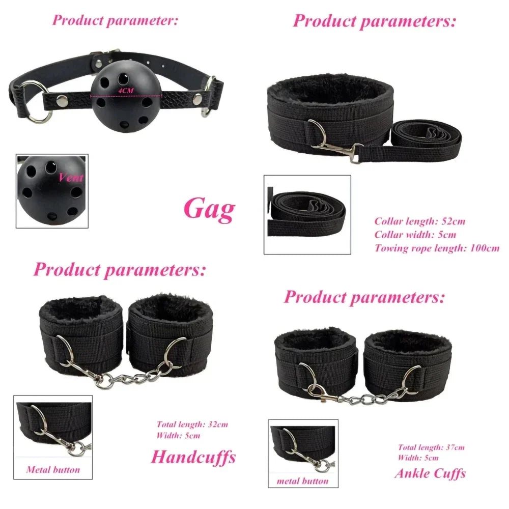 Adjustable Leather BDSM Bondage Set Body Harness Handcuffs Straps Erotic Intimate Party Game Adult Toys for Couples