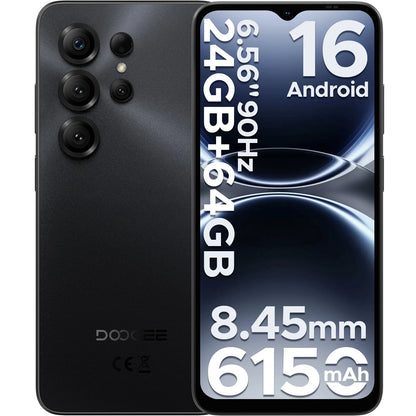 DOOGEE Note56 X Android 16 Smartphone 24GB 64GB 6.56" HD+ Screen 6150mAh Large Battery 8MP+5MP Face Unlock CellPhone