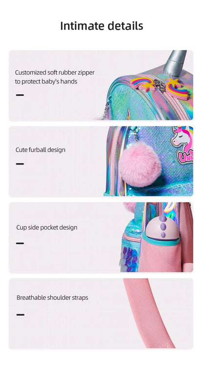 Sunveno Children's Backpack for Girls Pre-School Bag for Kindergarten Elementary - Reversible Sequin,Unicorn ,Lightweight Gift