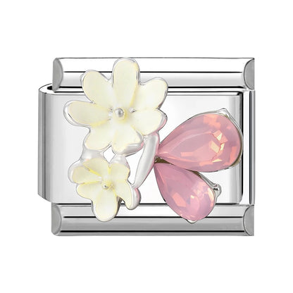 New Shiny Zircon Heart Butterfly Flower Star Bow Italian Charm Links Fit 9MM Stainless Steel Bracelet Girls' DIY Making Gift