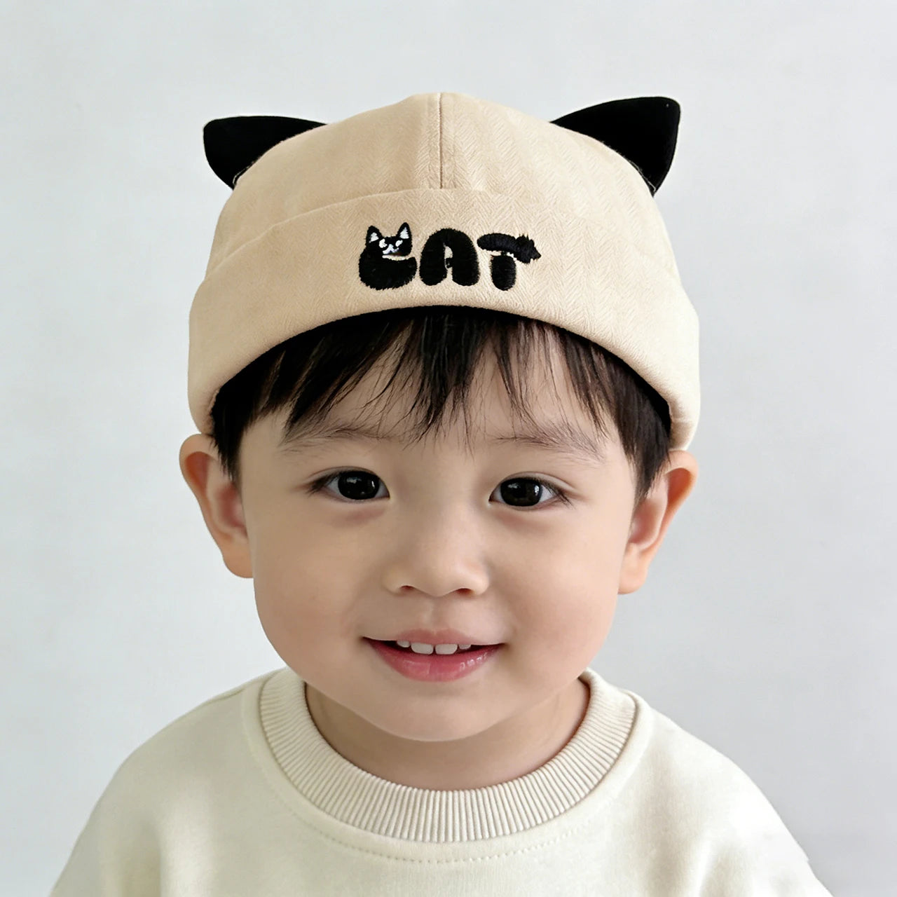 Cute Cat Ear Baby Docker Hat Cartoon Solid Color Toddler Brimless Cap Boy Girl Beanies Summer Cotton Kids Melon Landlord Hats