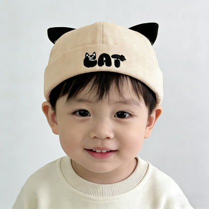 Cute Cat Ear Baby Docker Hat Cartoon Solid Color Toddler Brimless Cap Boy Girl Beanies Summer Cotton Kids Melon Landlord Hats