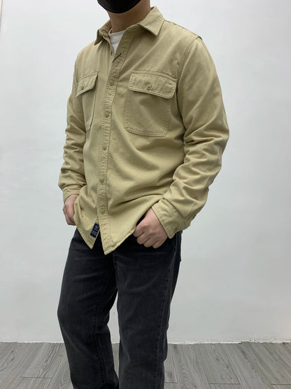 Autumn New Japanese Retro Heavyweight Twill Long-Sleeve Turn-down Collar 100% Cotton Shirt Men's Fashion Washed Casual Blouses