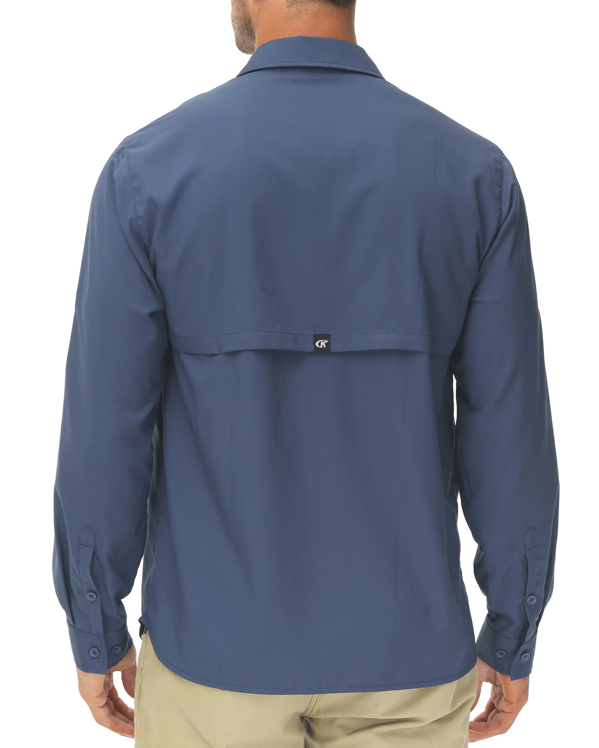 Men's UPF 50+ Long Sleeve Fishing Shirts Sun Protection Breathable Hiking Work Shirt Casual Button Down Shirt with Zipper Pocket