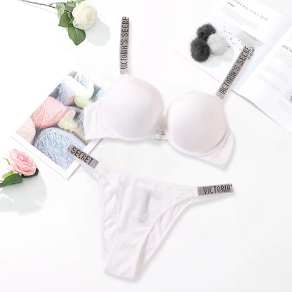 Victoria's Secret Women's Fashion Lingerie Set Sexy Breathable Soft Versatile Shapewear Sexy Lingerie Bra and Panty Set Push Up