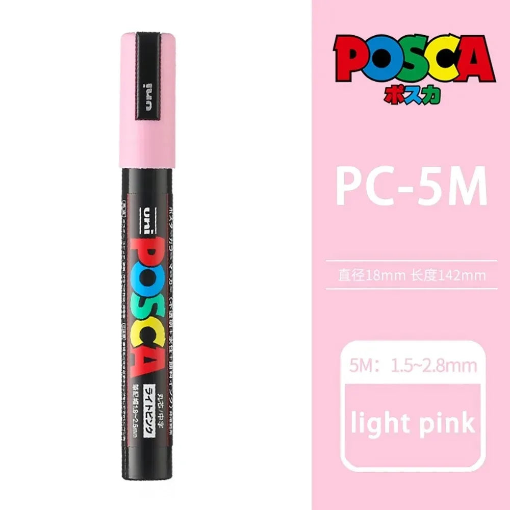 1pcs Japan UNI POSCA Markers PC-1M/3M/5M Acrylic Graffiti Pen Waterproof DIY Stackable Color Art Painting School Supplies