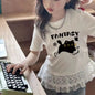 Childrens clothing baby girls summer casual lace t-shirt 2025 short sleeved Lace splicing new white tops 3-12 kids clothes