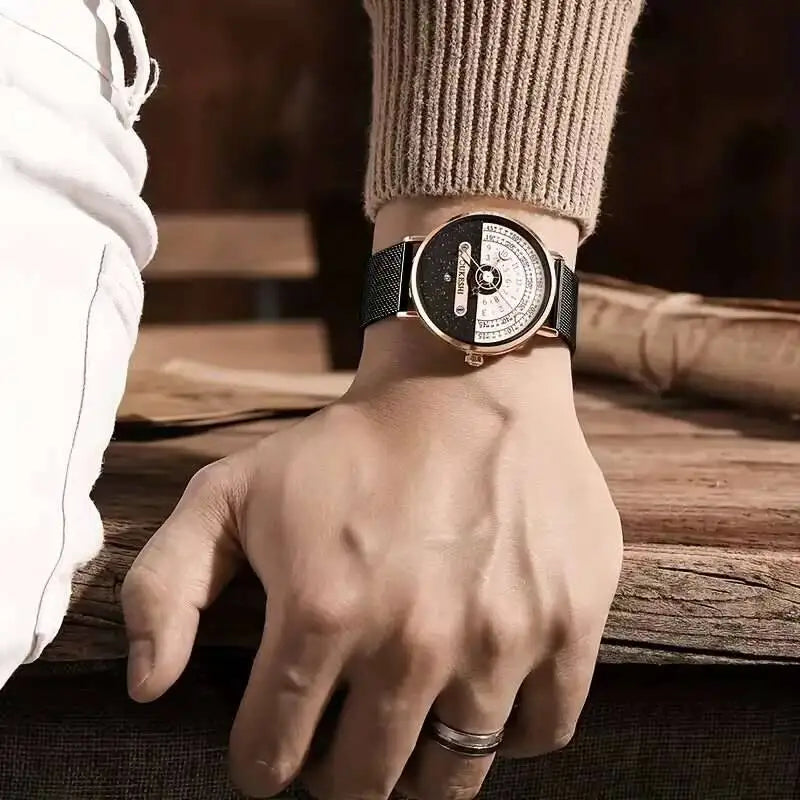 Fashion Mesh Band Men Business Watches Calendar Quartz Wristwatches For Mens Clock Reloj Hombre