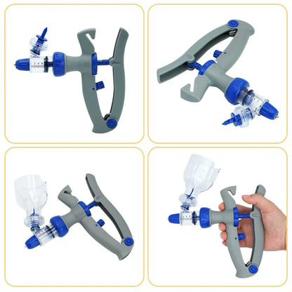 1-10Ml Automatic Veterinary Continuous Syringe / 10Pcs Needles Adjustable Animal Vaccine Injection Livestock Pig Cattle Sheep