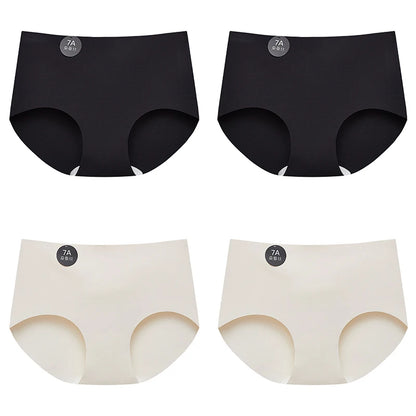 Falllsweet 4Pcs/Set Seamless Silk Briefs For Women Mulberry Silk Panties Comfortable Underpants Soft Lightweight Underwear M-2XL