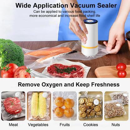 Electric Air Pump Vacuum Sealer Pump Rechargeable Automatic Sealing Machine with Reusable Vacuum Sealer Bags Food Packaging Bag