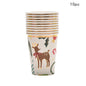 2026 Christmas Party Disposable Tableware Cartoon Bronzing Deer Pattern Plates Cups Santa Claus Napkin Merry Christmas Supplies