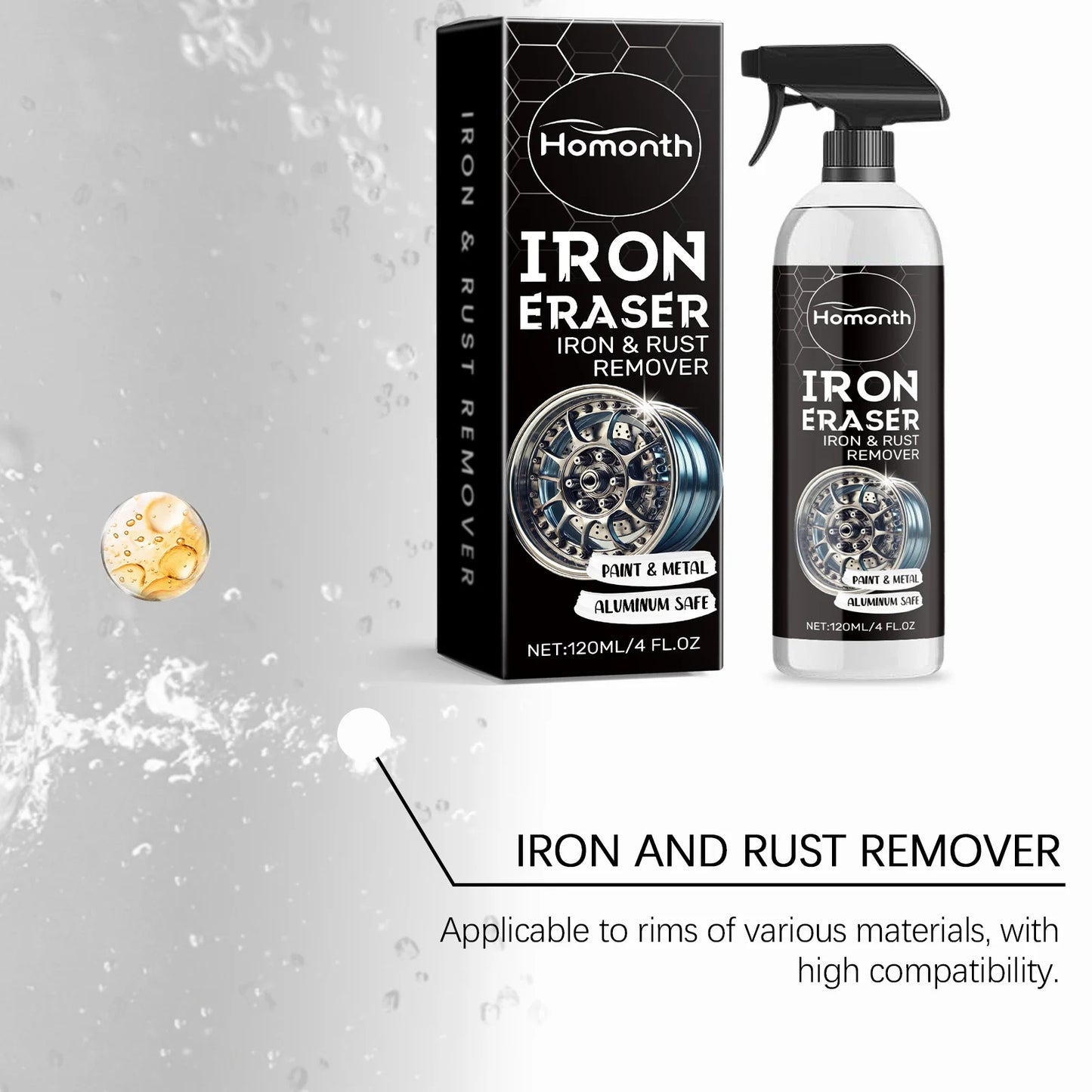 Rust Remover Spray Penetrating Lubricant Rust Converter for Wheels Brake Parts Restore Metal Car Detailing
