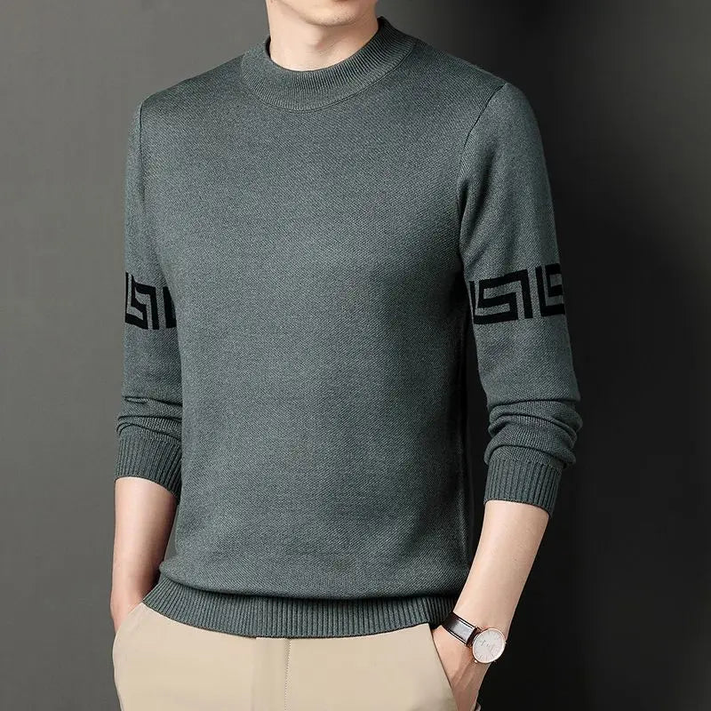 Autumn Winter New Men V-neck Pullover Sweaters Plaid Casual Korean Clothing Tees Fashion Slim Long Sleeve Bottoming Knitted Tops