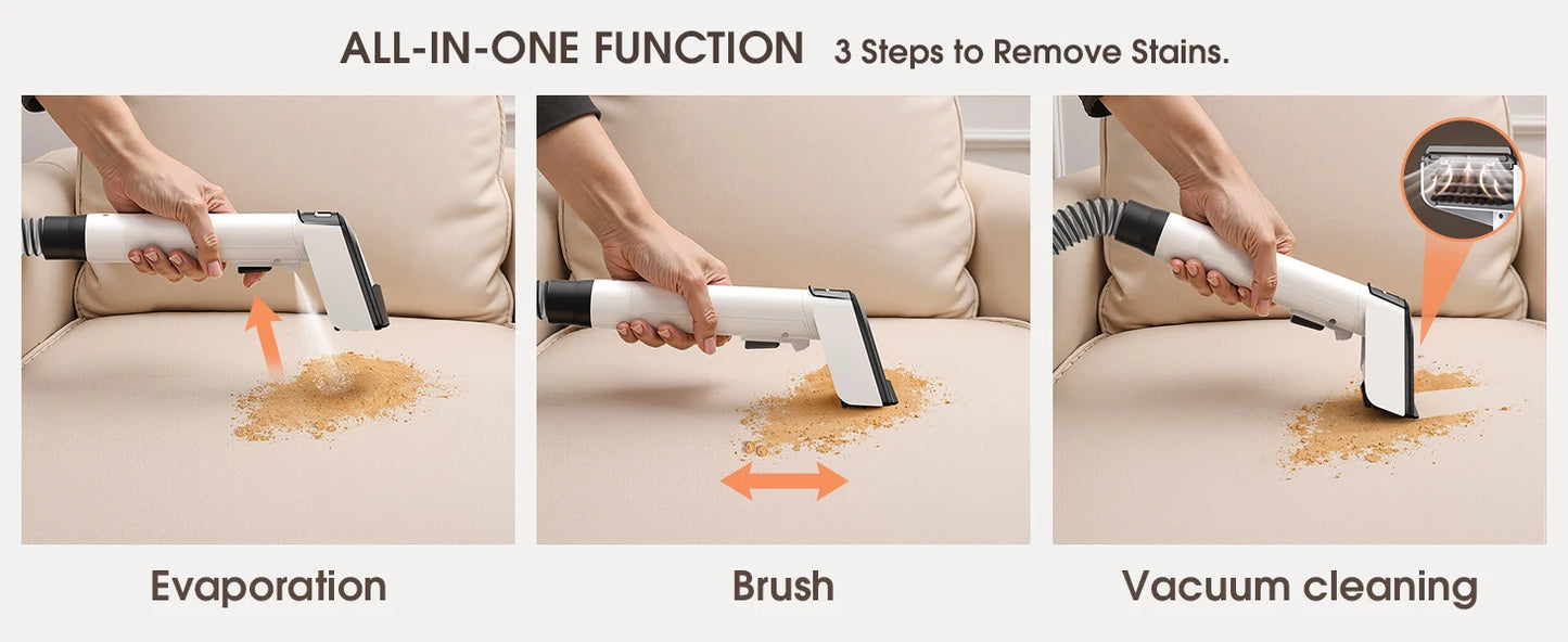 Powerful Carpet Cleaner 13.5 KPa Lubluelu V6 with 1.75L Dual Tanks, 5M Cord 1.7M Hose - Deep Clean Sofa Mattress Car Seat Pet Stains