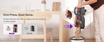 Erabros EV3 Cordless Vacuum Cleaner 500w 60Kpa Suction Power 60mins Cordless Vacuum Handheld Smart Home Dust Mug 3 Suction Model