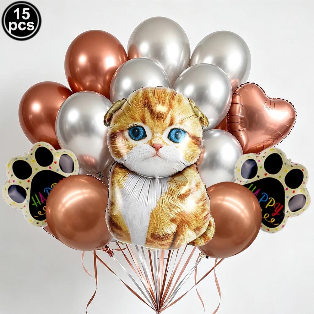 Cat Party Paper Plates Cups Napkins Party Supplies Cat Face Happy Birthday Banner Tablecloth for Cat Themed Birthday Party Decor
