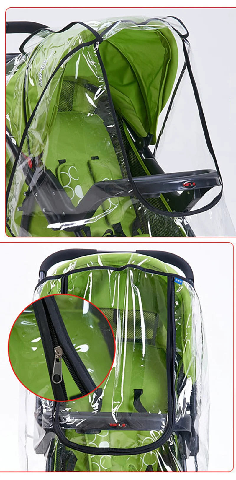 Transparent Baby Trolley Rain Cover Universal Waterproof Breathable Stroller Raincoat Zipper Opens Umbrella for Cart Accessories