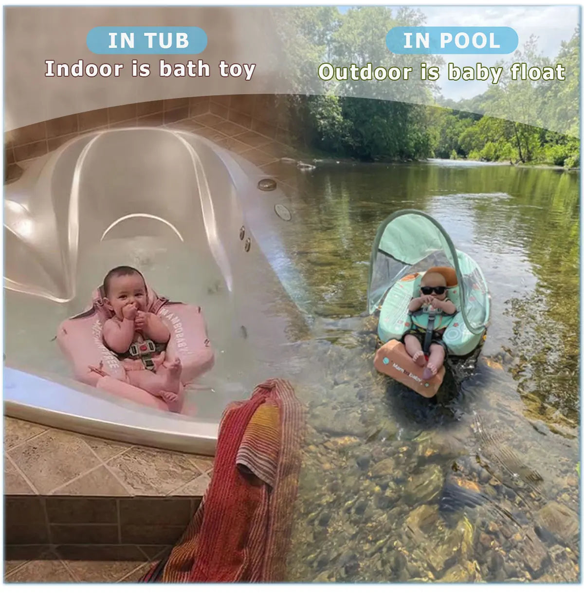Mambobaby Gentle Skin-Safe Flamingo Air-Free Chest Float with Flat Canopy B503-143-W-Z Baby Swimming Ring Infant Water Circle