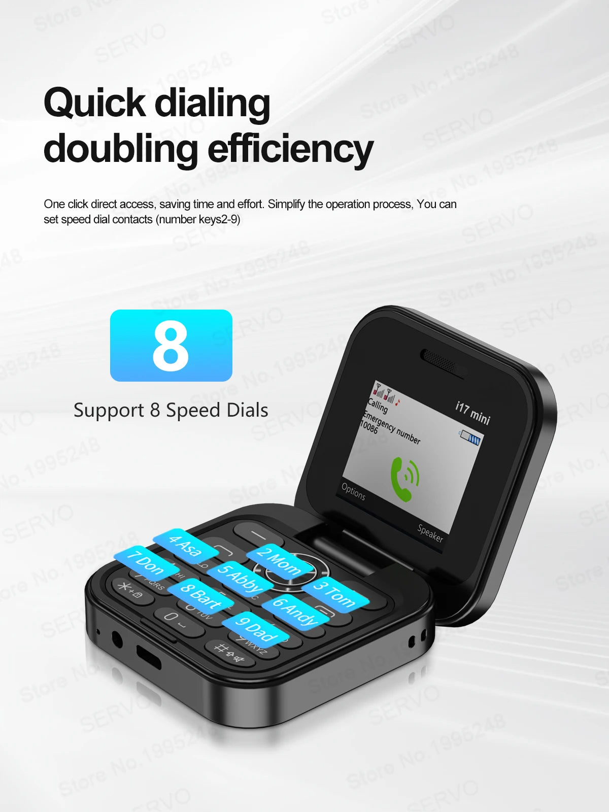 SERVO I17 Mini Dual SIM Card Flip Mobile Phone 2G GSM Magic Voice FM Radio Speed Dial Video Player Flashlight Foldable Cellphone