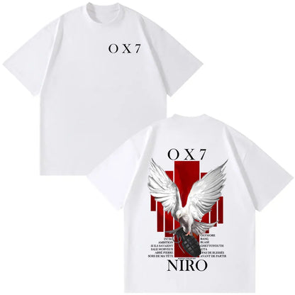 Rapper Niro OX7 Album T-shirt Men Women Clothes Hip Hop Fashion Pop Music T-shirts Male Casual Cotton Vintage T Shirt Streetwear