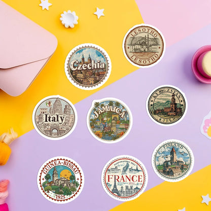 50 Pcs Cartoon Stamp Graffiti Stickers Waterproof Vinyl Decals for Laptop Phone Case Luggage Journal Gift