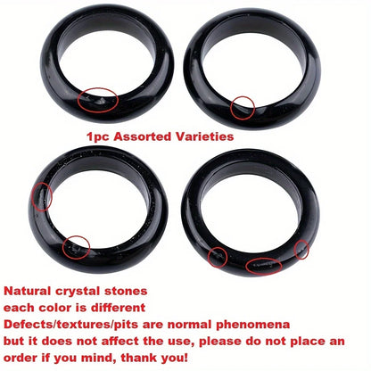 1Pc Natural Stone Band Rings Amethyst Rose Quartz Obsidian Finger Solid Ring Women Men Minimalist Reiki Healing Jewelry Gift