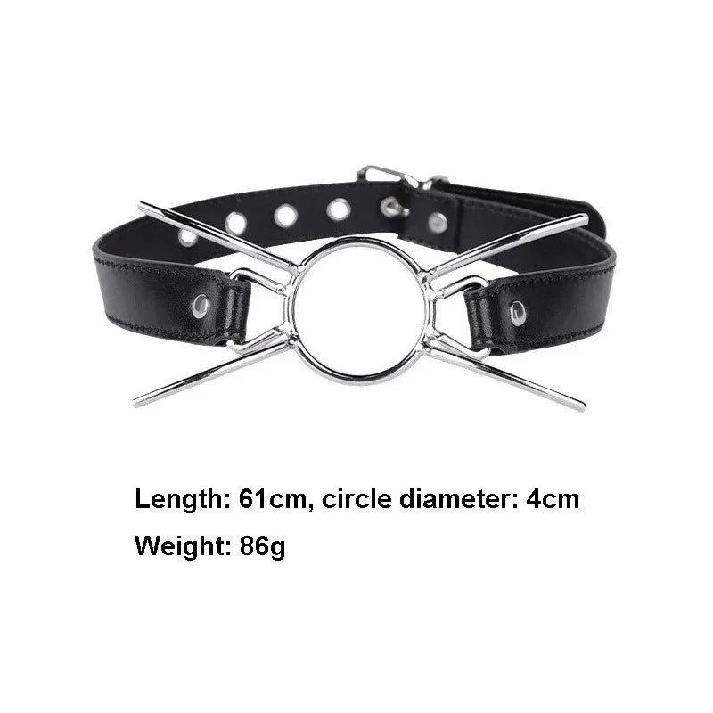 PU Leather Spider X Style O Ring Open Mouth Gag BDSM Oral Restraint Fetish Play Toy For Adult Men Women Couples