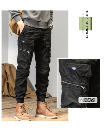 CAAYU Joggers Cargo Pants Men Casual Y2k Multi-Pocket Male Trousers Sweatpants Streetwear Techwear Tactical Track Gray Pants Men