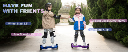 RCB KIDS Hoverboard Two Wheel Self Balancing Scooter 6.5" with Bluetooth Speaker LED Lights Ride On Toy Gift for Kids & Adults
