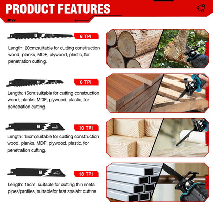 ONEVAN 3000W 10000SPM Cordless Electric Reciprocating Saw Wood Metal Pipe Cutting Electric Saw Chainsaw For Makita 18v Battery