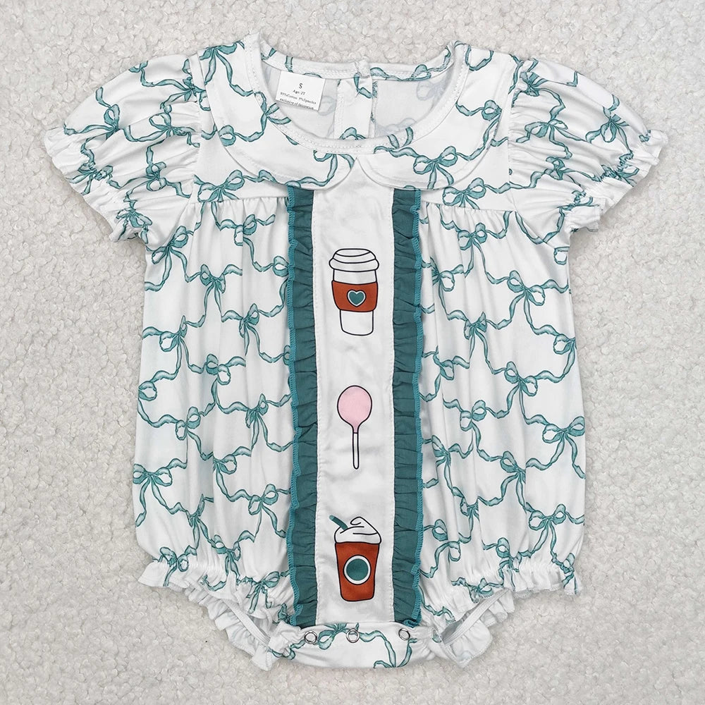 New Fashion Baby Infant Girls Rompers Bow Pink Flutter Sleeve Rompers Boutique Toddler Girls Bubble Rompers Onesie Wholesale Hot