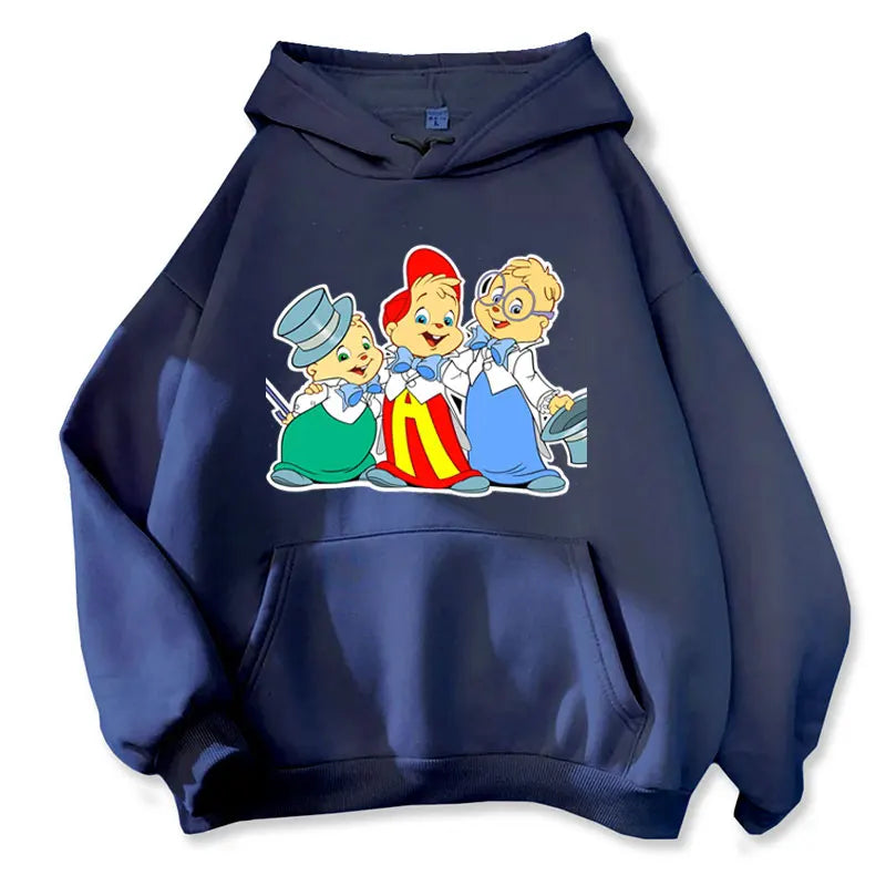 2025 Fashion Unisex Casual Sportswear Women's Hoody Alvin Chipmunk Halloween Costume Women's Pullover Fashion Trend
