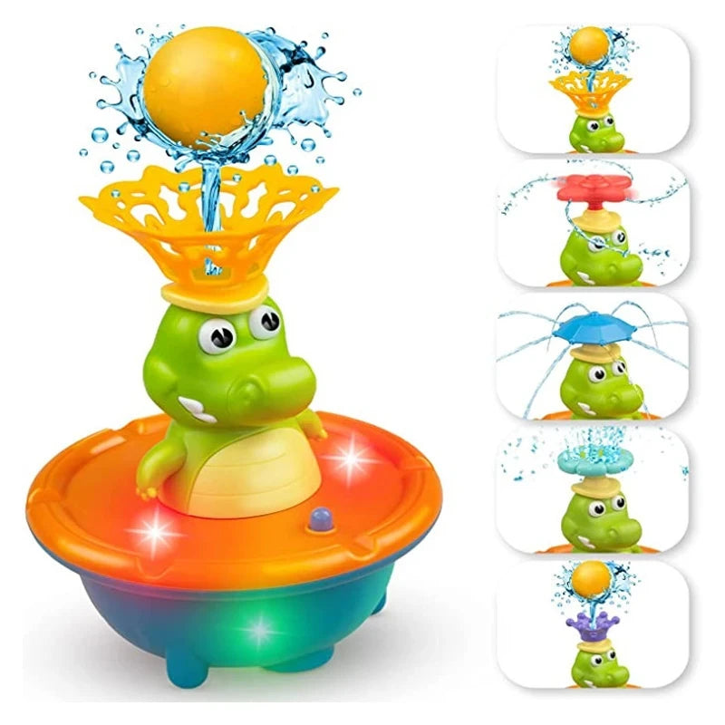 Baby Bath Toys, Glowing Crocodile Water Spray Toys, Multiple Water Spray Modes, Children's Bathroom Swimming Supplies Gifts