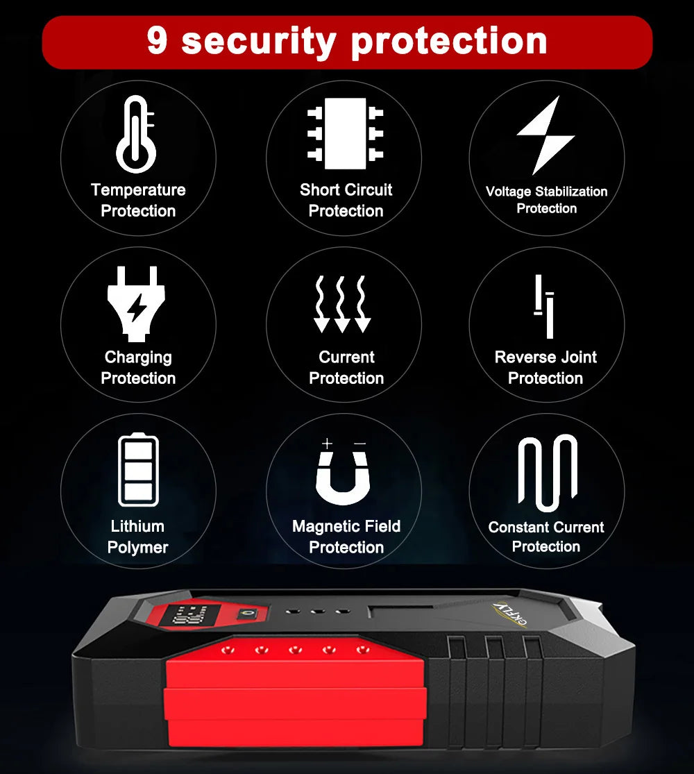 GKFLY 2000A/3000A/4000A Car Jump Starter Power Bank Petrol Diesel Car Battery Charger Starting For Auto Battery Booster