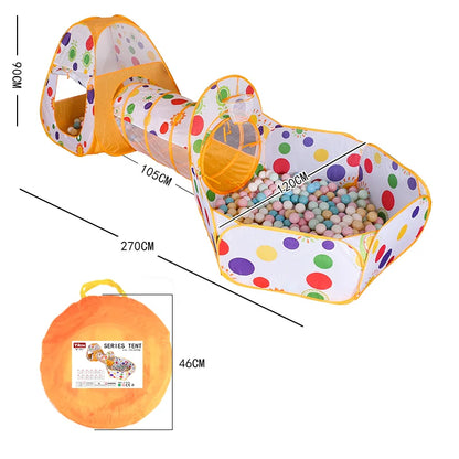 3In1 2.7M Children Ball Pool with Basket Portable Baby Pit Crawling Tunnel Balloon Playpen Tent Kid Indoor Outdoor Yard Toy Gift