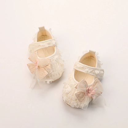 Baby Girl Princess Bow Flats Shoes Infants Petal Walker Crib Shoes for Newborn Infants Cute Soft Soles First Walkers