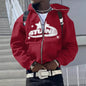 Zip Up Hoodies Cardigan Hooded Warmth Sweatshirt Aesthetics Letter Print Trend Casual Hip Hop Y2k New Sweatshirts Men's Clothing