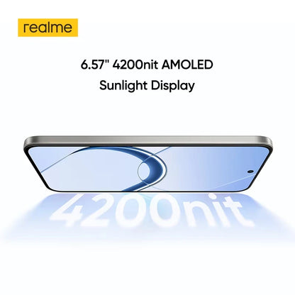 realme 16 5G smartphone, European version, MediaTek Dimensity 6400 Turbo chip, 6.57-inch 120Hz AMOLED screen, 6550 mAh Titan battery, 45 W fast charging, IP69.