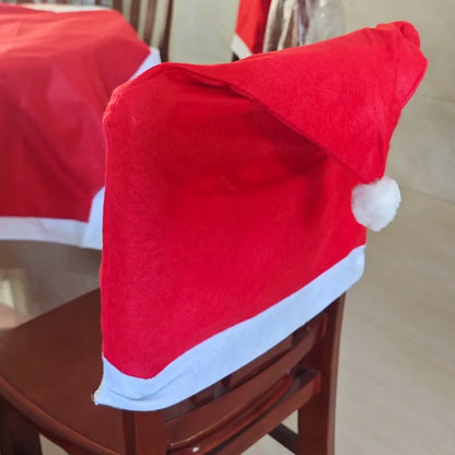 Santa Hat Chair Cover Red Non-woven Chair Back Cover Xmas Table Decoration Dining Chair Protector Christmas Party Supplies