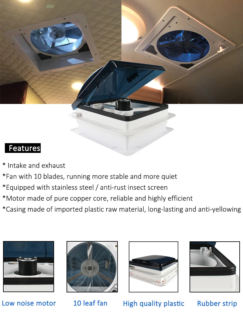 TYTXRV Caravan Accessories 11'' 12V CE RV Roof Vent Fan Manual Lifting Skylight Exhaust Fan for Camper Motorhome Travel Trailer