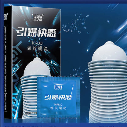 5D Dotted Condoms with Mustache Ribbed G Point Latex Ultra Thin Condom Orgasm Contraceptives Stimulate Vaginal Adults Sex Toys
