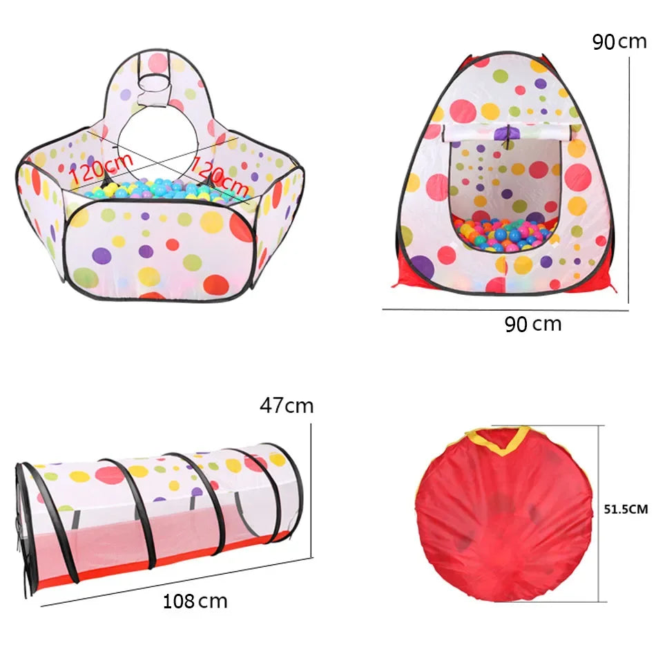 IMBABY 3 in 1 Ball Pool Folding Tent Tunnel for Children Ball Pit Playpen Crawling Tunnel Playground Corral Demgames Games Fence