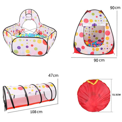 IMBABY 3 in 1 Ball Pool Folding Tent Tunnel for Children Ball Pit Playpen Crawling Tunnel Playground Corral Demgames Games Fence