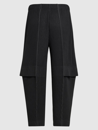 Miyake Pleated Men Cargo Pants Pleated Straight Pants Loose Overalls Men Baggy Black Trousers Fashion Casual Streetwear Pants