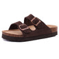 Shevalues New Fashion Cork Sandals Women Classic Cork Suede Footbed Slippers Female Summer Beach Sandals With Adjustable Buckle