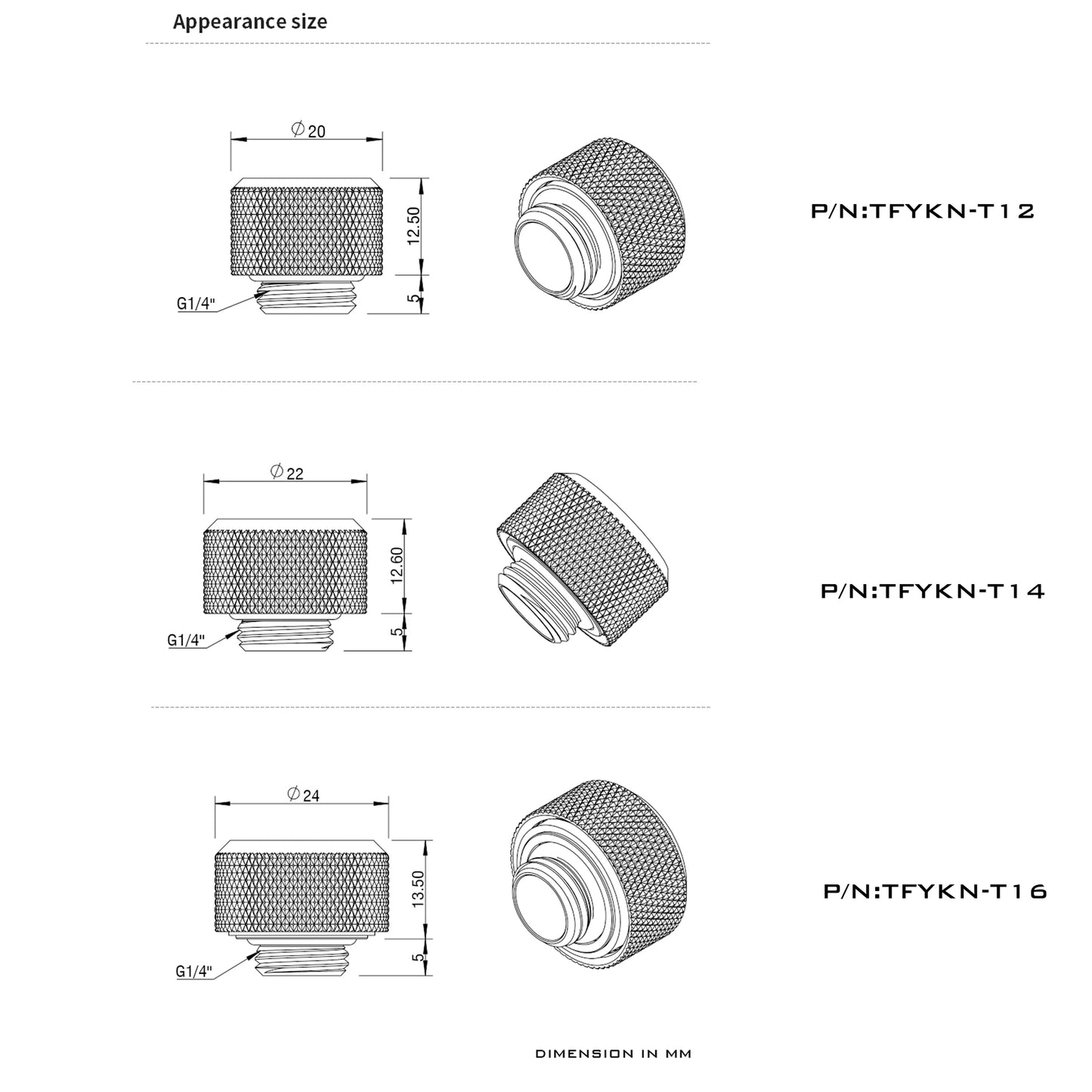 Barrow 12 PCS G1/4” Thread OD12/14/16mm Hard Tube Fitting Kit Anti-off Adapter Compression Connector for Computer Water Cooling