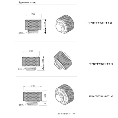 Barrow 12 PCS G1/4” Thread OD12/14/16mm Hard Tube Fitting Kit Anti-off Adapter Compression Connector for Computer Water Cooling