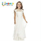 Kids Clothes White Lace Girls Full Sleeve Princess Dress Wedding Fancy Girl Long Dresses Elegant Evening Party Ball Gown 2 to 14